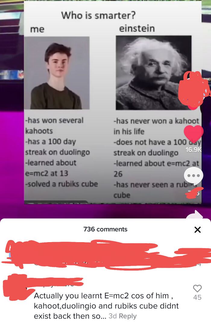 Comparison meme showing a young person and Einstein with captions humorously missing the joke, illustrating missed joke moments.