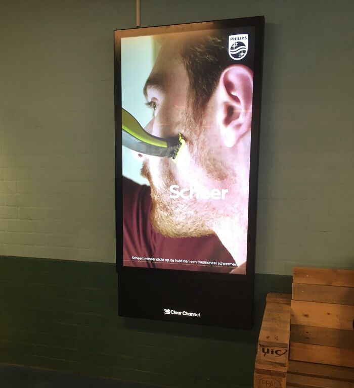 Digital display ad showing a man shaving, highlighting photos that make you wonder if we’ve crossed the point of no return.