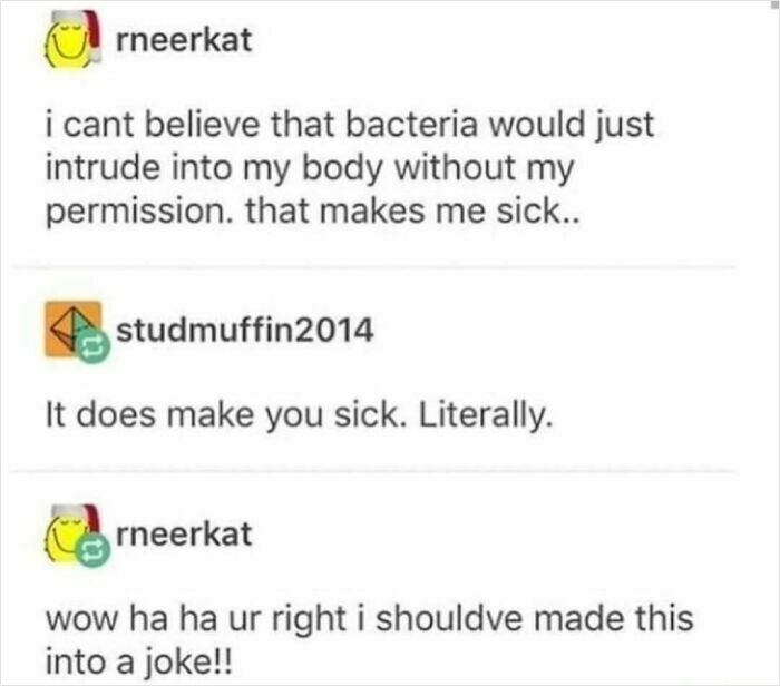 Screenshot of a humorous conversation where someone missed the joke and unintentionally became the joke themselves.