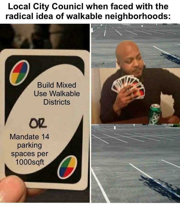 Local city council ignores walkable neighborhoods, choosing excessive parking mandates over affordable housing solutions.