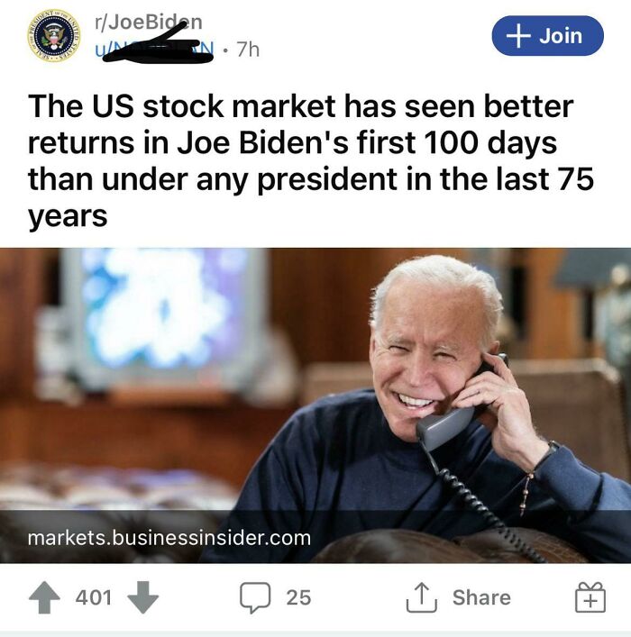 Reddit post mocking statist claims with an image of Joe Biden on the phone, highlighting anarchist satire on statists.