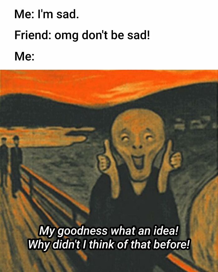 Meme featuring the famous painting The Scream with thumbs up, perfect for art memes central and meme paintings.