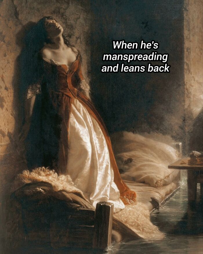 Classical painting of a woman in a dress with meme text, perfect for paintings suited for memes from Art Memes Central.