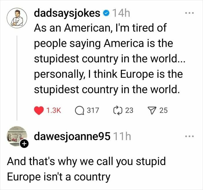 Screenshot of an online comment shaming an overconfident know-it-all for incorrectly correcting geography facts.