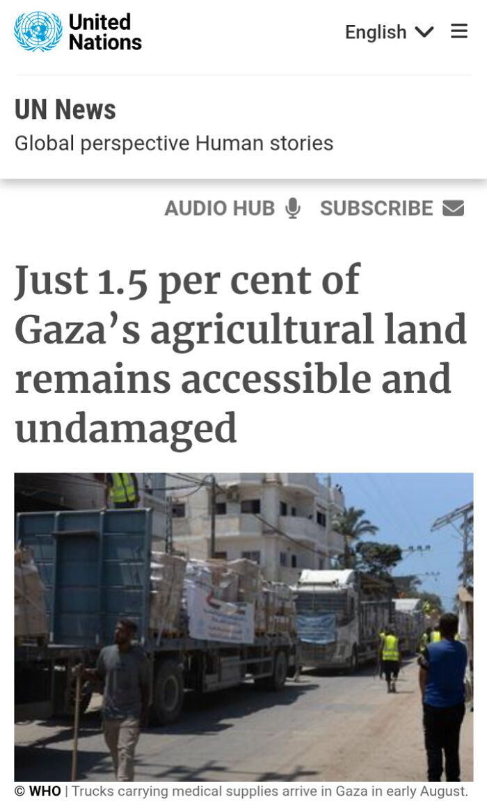 Trucks carrying medical supplies in Gaza showing an attempt to maintain access to agricultural land amid challenges.