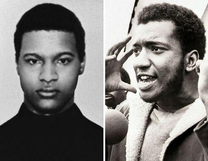 Black and white photos of two influential young men making a huge mark in society and history through activism and leadership.