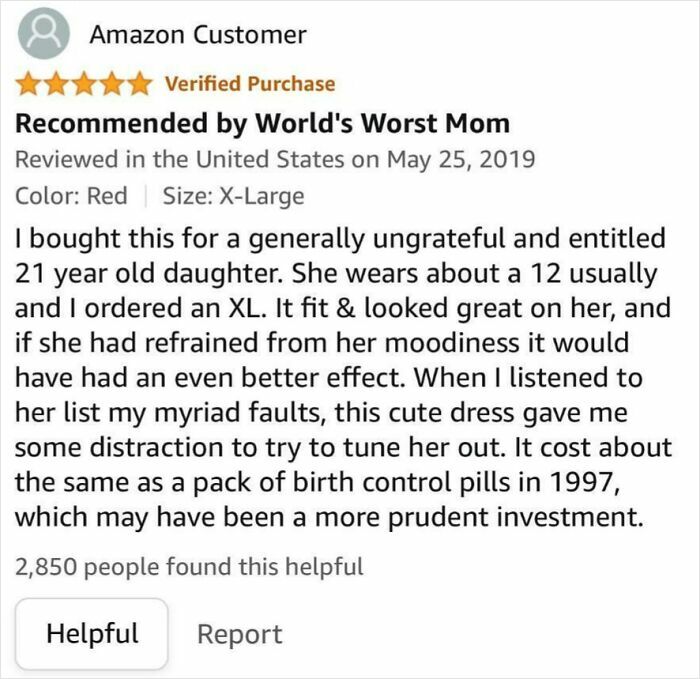 Humorous Amazon product review by a customer, showcasing an immaculate sense of humor in service feedback.