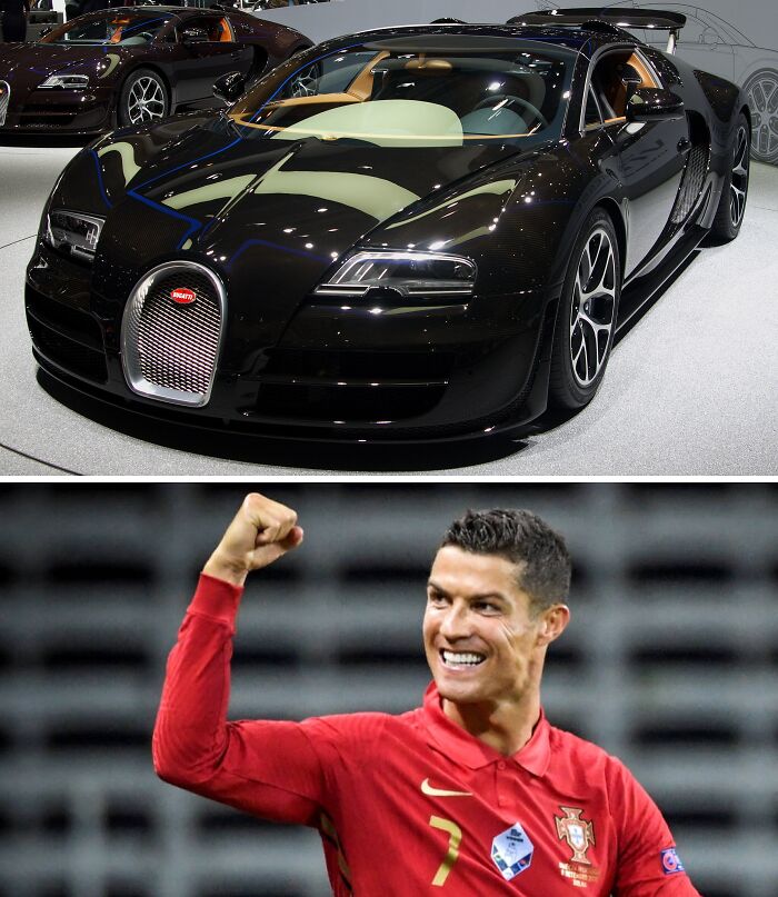 Black luxury sports car and football player celebrating, showcasing lavish cars of football's richest players.
