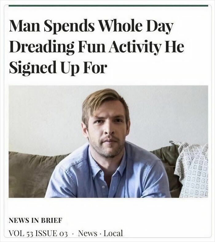 Man looking anxious on couch, reflecting relatable neurodivergent meme about dreading social commitments.