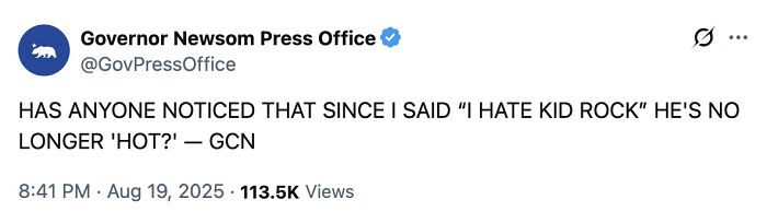 Screenshot of a bold tweet that hit a nerve, discussing a controversial opinion about Kid Rock and public perception.