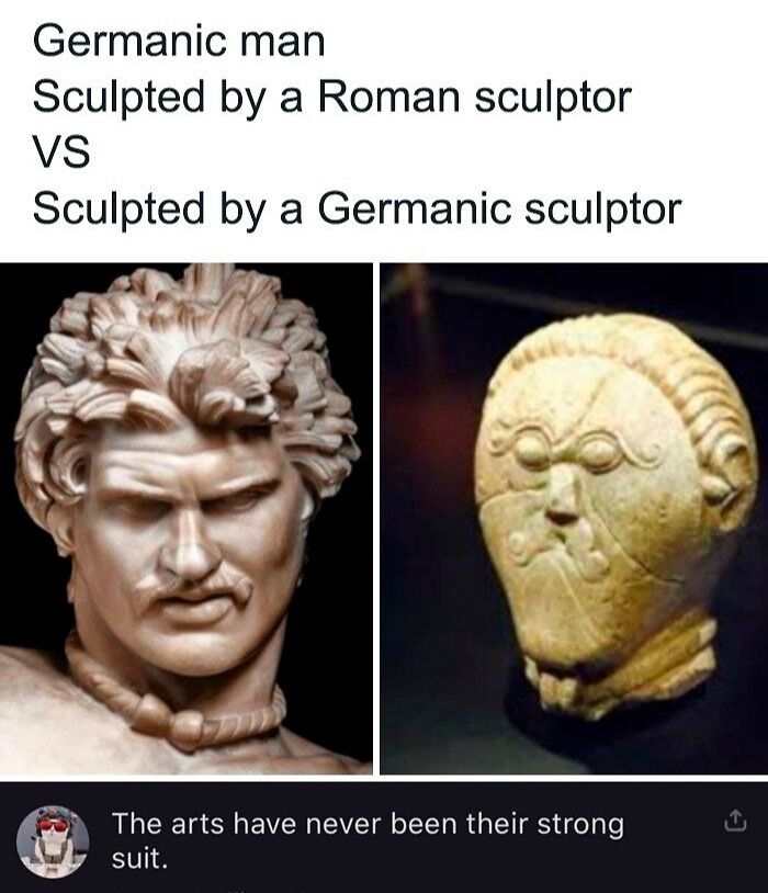 Comparison of Roman and Germanic sculpture styles illustrating interesting geography facts and cultural differences in ancient art.