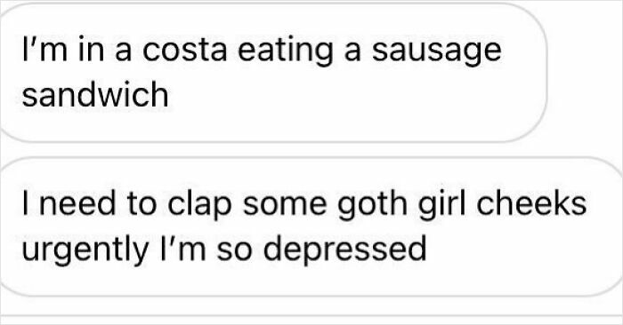 Screenshot of a cringy message from a man hitting on a goth girl, shared by women in awkward flirting stories.