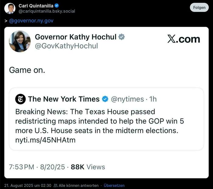 Screenshot of a bold tweet about Texas House redistricting hitting a nerve for a lot of people on social media.