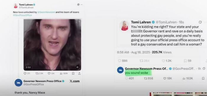 Screenshot of a chaotic good social media exchange involving political figures and press office interactions.