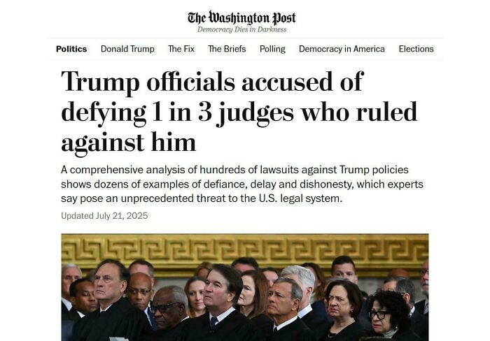Trump officials defying 1 in 3 judges ruling against him shows legal defiance and challenges in the U.S. judicial system.