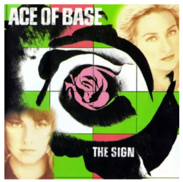 Ace of Base album cover for The Sign, iconic 90s pop music artwork evoking nostalgic 90s memories and culture.