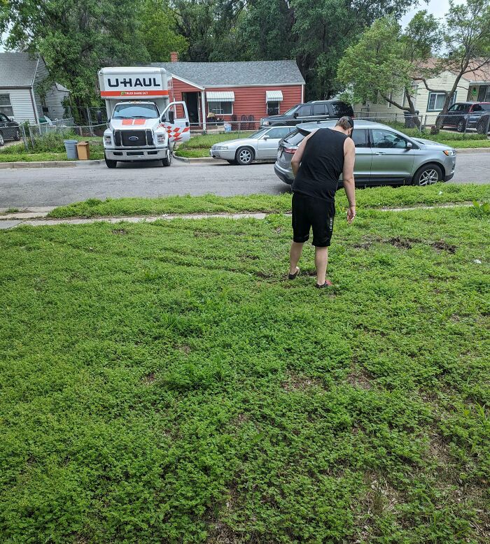 Person walking on grass damaged by selfish people, showing lost common decency making life harder for neighbors and community.