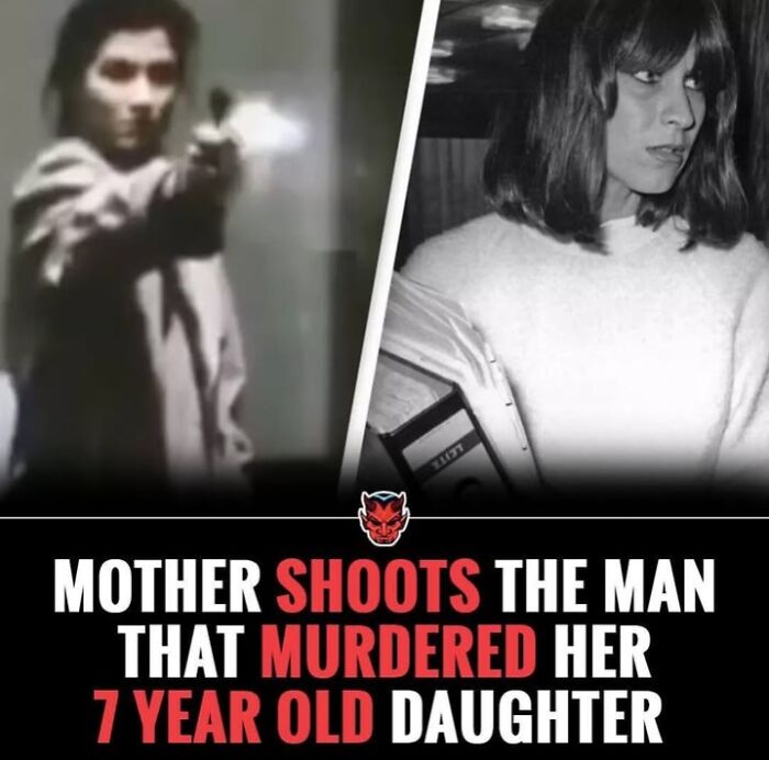 Blurry figure firing gun on left, woman in white sweater on right, depicting creepy crime scene in random creepy facts.