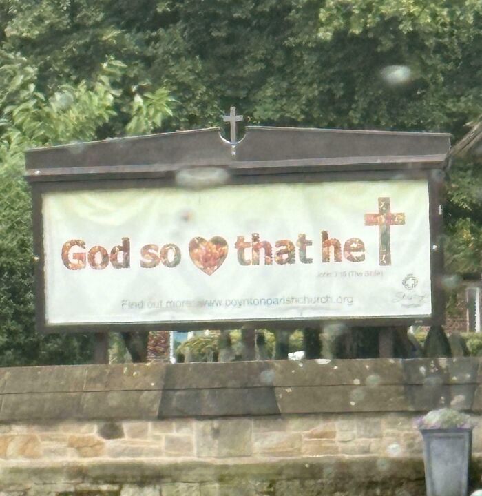 Church sign with a poorly completed religious message, showing a hilarious preventable fail outdoors in daylight.