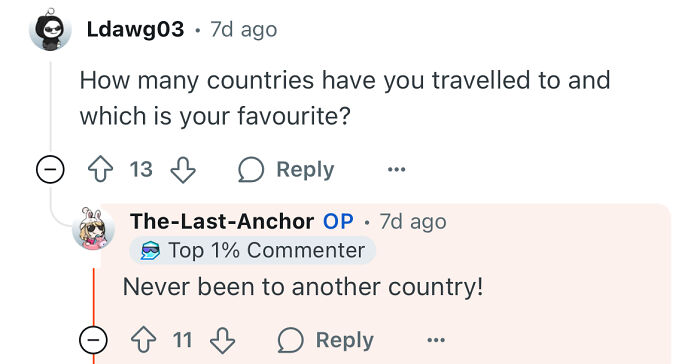 Reddit user sharing how dating a rich guy changed her life, revealing she has never traveled abroad.