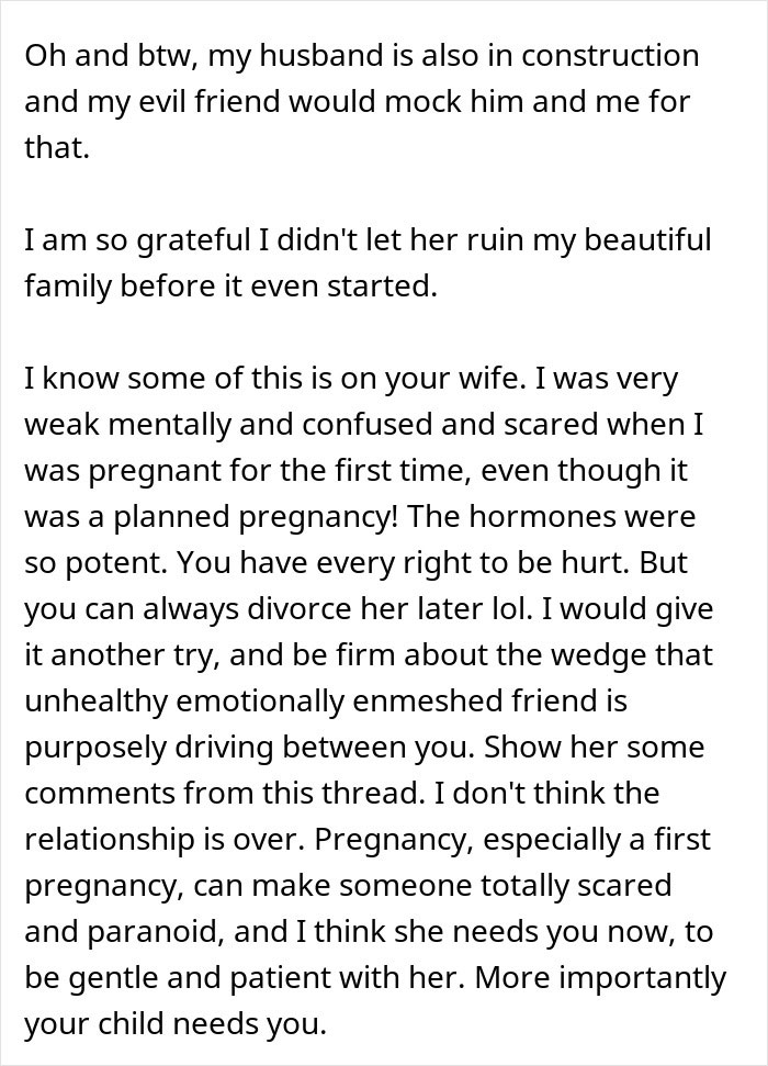 Text excerpt discussing emotional struggles and insecurities during pregnancy and relationship challenges with pregnant girlfriend.
