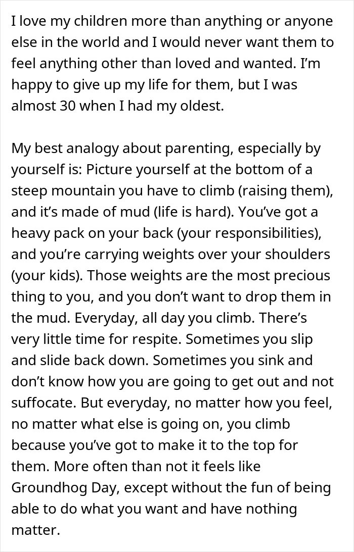 Text describing a teen insisting on keeping her baby despite challenges and calling the dad horrible for not helping out.