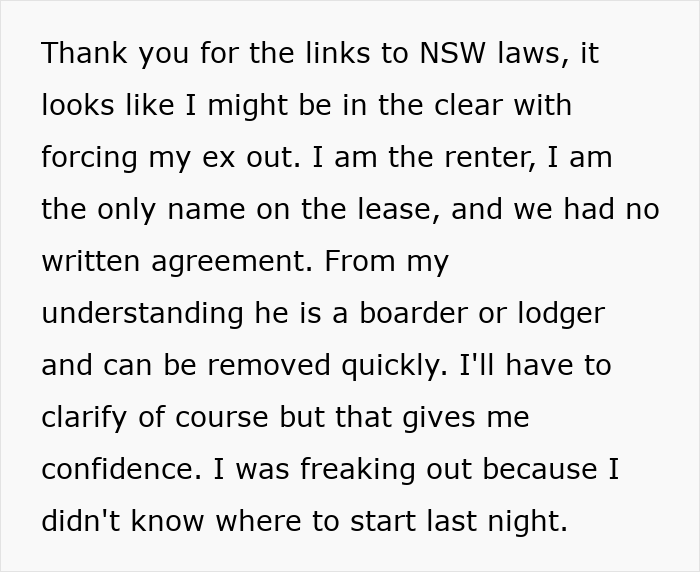Text discussing legal rights of a renter regarding removing a boarder or lodger under NSW laws for tenancy issues.