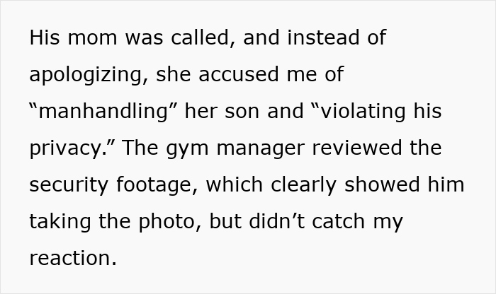 Text describing a conflict where a lady grabs a teen&rsquo;s phone as he takes a photo, leading to his mom accusing her of manhandling him.