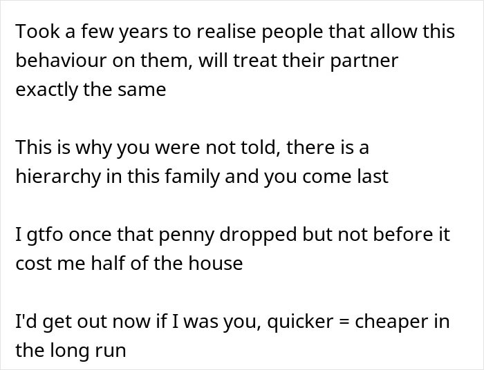 Text excerpt discussing relationship dynamics after a man secretly invites his parents, causing tension with his girlfriend.