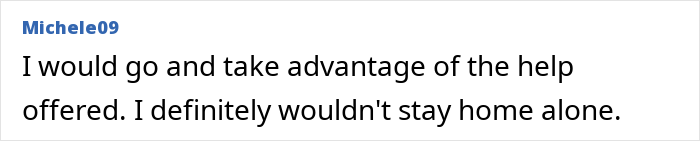Comment from Michele09 discussing taking advantage of help offered after postpartum trip refusal by pregnant wife.