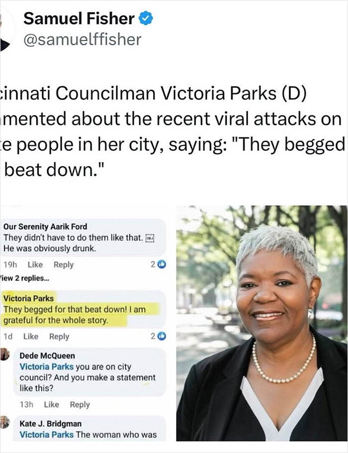 Cincinnati Councilwoman Victoria Parks highlighted viral attacks, showing controversy over police chief statements and single mom beating. Cincinnati Councilwoman Victoria Parks highlighted viral attacks, showing controversy over police chief statements and single mom beating.
