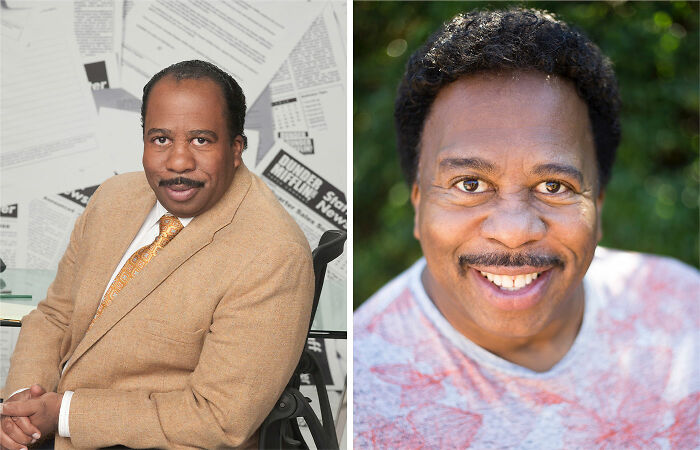 Actor from The Office cast posing in office setting in tan suit and smiling outdoors in casual shirt, showcasing The Office cast today.