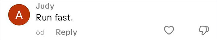 Comment saying Run fast, reacting to bride&rsquo;s confused reaction after groom says ex&rsquo;s name during wedding vows.