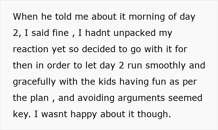 Alt text: Woman regrets trip with friend and husband as plans get ruined and tensions rise during family vacation.