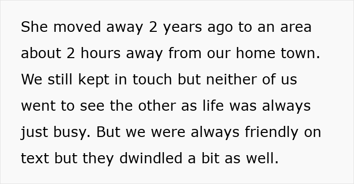 Text excerpt describing a woman who suddenly turns flaky and misses her friend&rsquo;s wedding, affecting their friendship.