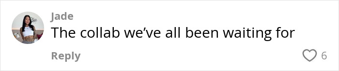 Comment from Jade saying the collab everyone has been waiting for in a social media post about L&rsquo;Or&eacute;al hiring a 24YO adult star.