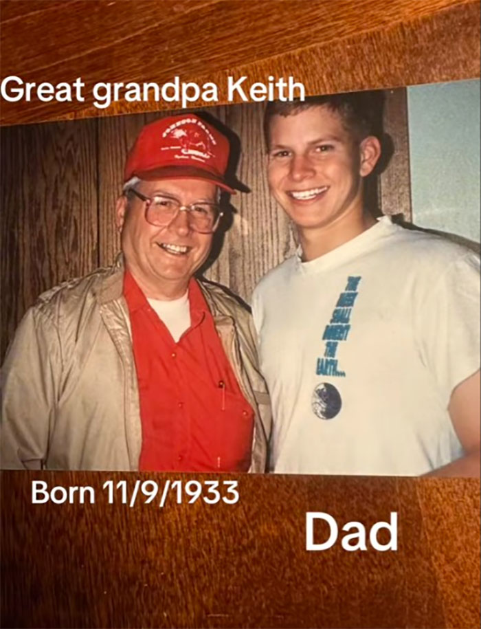 Two smiling men, a grandfather and grandson, representing family historian inspiring others to share family tree online.
