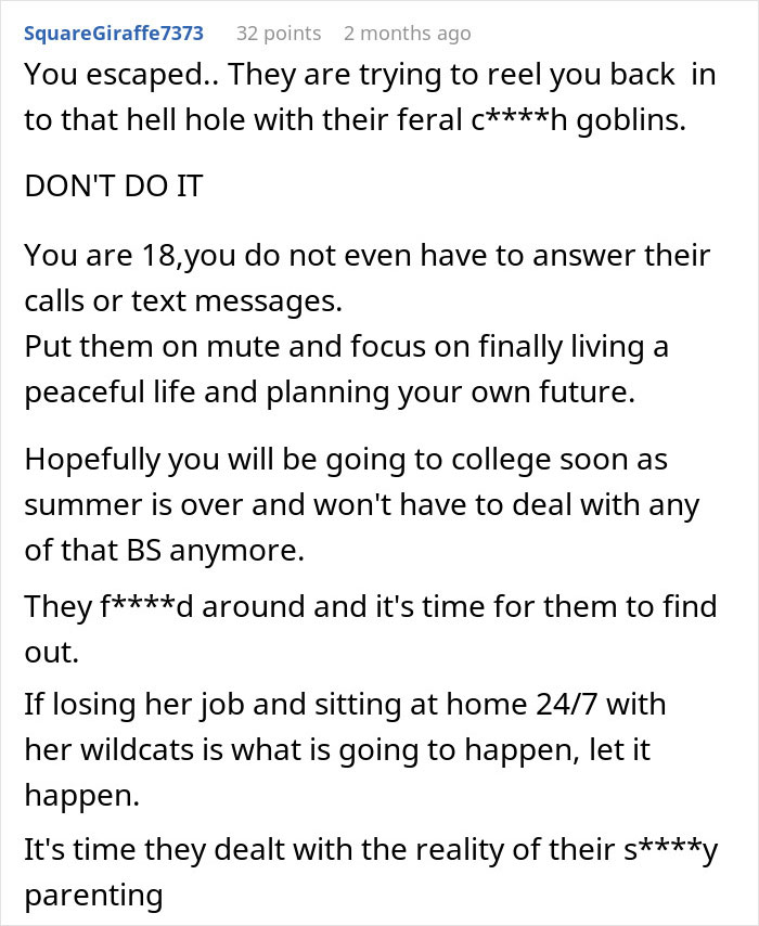 Comment on Reddit discussing someone refusing to babysit siblings after being treated like a stranger. Comment on Reddit discussing someone refusing to babysit siblings after being treated like a stranger.