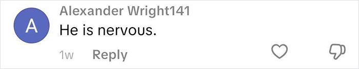 Screenshot of a comment saying he is nervous, related to people confused by bride&rsquo;s reaction to groom saying his ex&rsquo;s name during vows.