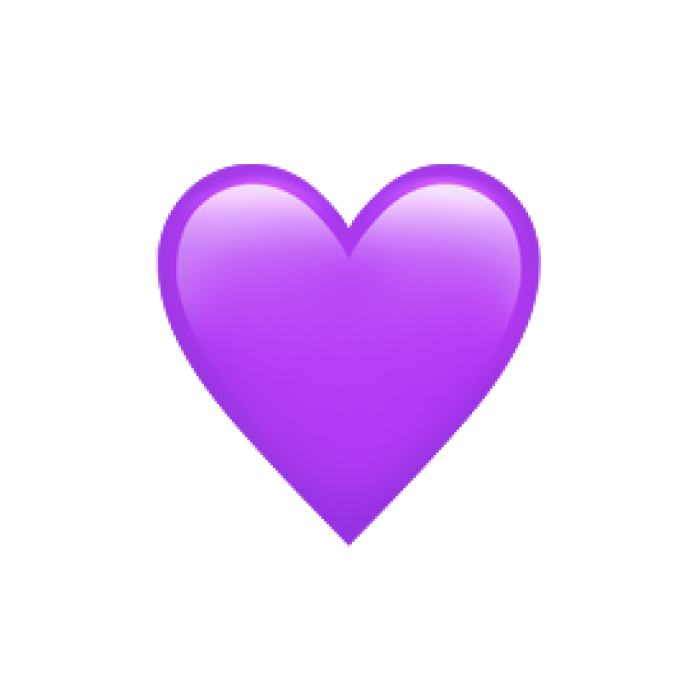 Purple heart emoji on a white background representing online affection and heart emoji communication. Purple heart emoji on a white background representing online affection and heart emoji communication.
