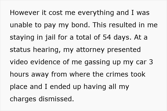 Text excerpt describing a man wrongfully jailed for 54 days and his attorney&rsquo;s video evidence leading to charges dismissed.