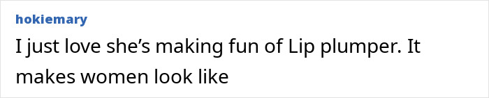 Text post by user pokiemary commenting on lip plumper effects, related to Jamie Lee Curtis fuller lips transformation. Text post by user pokiemary commenting on lip plumper effects, related to Jamie Lee Curtis fuller lips transformation.