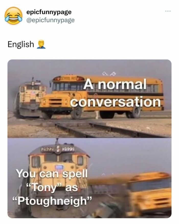 School bus and train collision meme illustrating entertaining posts and memes to help fight boredom.