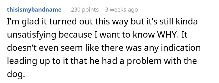 Screenshot of an online comment expressing confusion about a boyfriend&rsquo;s attempt to stealthily euthanize girlfriend&rsquo;s dog.