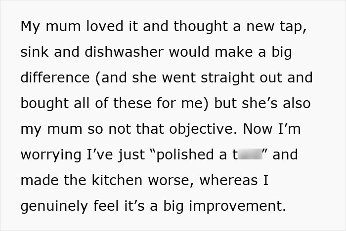 Woman puts heart into DIY kitchen makeover, facing criticism from husband who didn't help with project