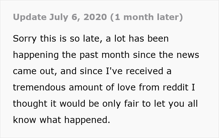 Text update on July 6, 2020, sharing a personal story of a woman needing family support after devastating news.