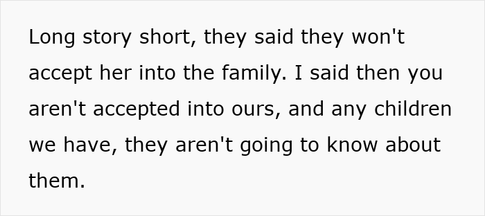 Text excerpt showing a man explaining he cut off his parents to defend his wife, confused by her wanting to reconnect.