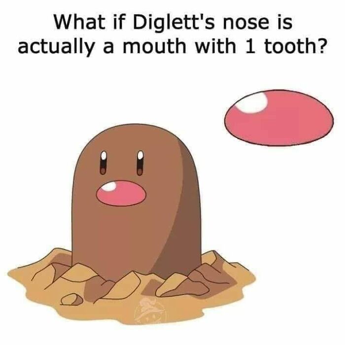 Cartoon Diglett with a large nose, sparking 90s kids nostalgia with a fun Pokemon theory.