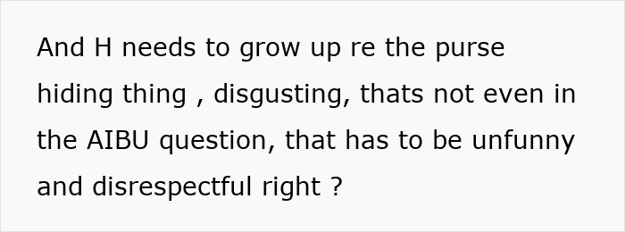 Text message expressing frustration about purse hiding, disrespect, and an unrelated confusing question.