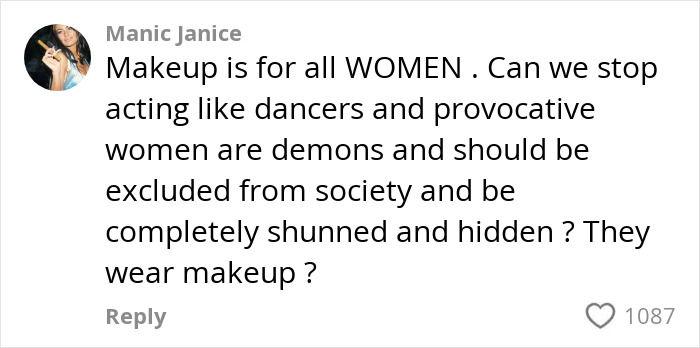 Comment defending provocative women and makeup usage amidst criticism of L&rsquo;Or&eacute;al hiring 24YO adult star in ad campaign.
